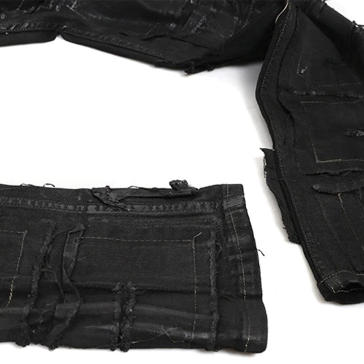 Black Wax Brushed Distressed Jeans